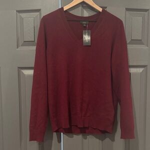 Charter Club -00% Cashmere Deep Red V-Neck Sweater